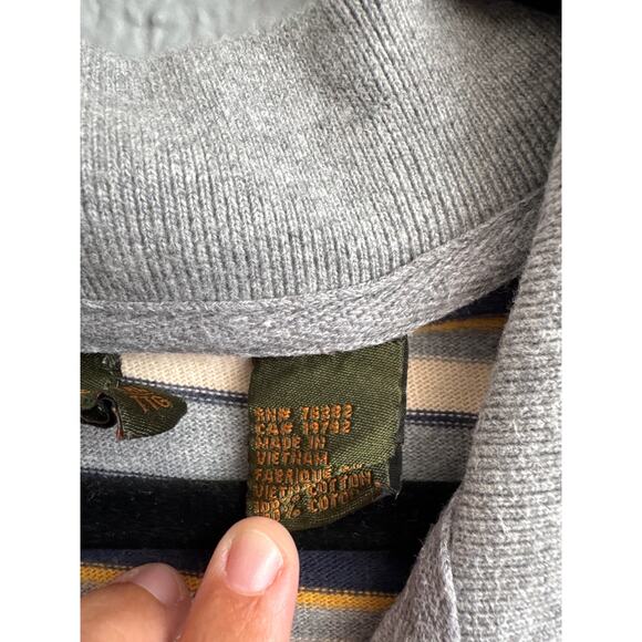 Y2K Men's Timberland Striped 100% Cotton Polo in Gray and Yellow size XXL Retro - Picture 2 of 3